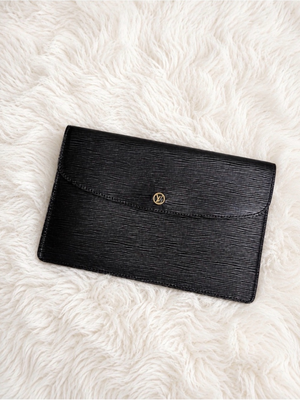 Vintage Louis Vuitton Black Epi Envelope Clutch / Crossbody. Collectors Item